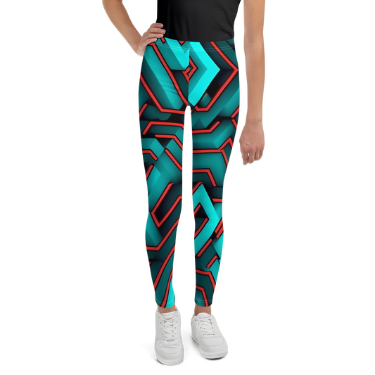 3D Maze Illusion | 3D Patterns | All-Over Print Youth Leggings - #2