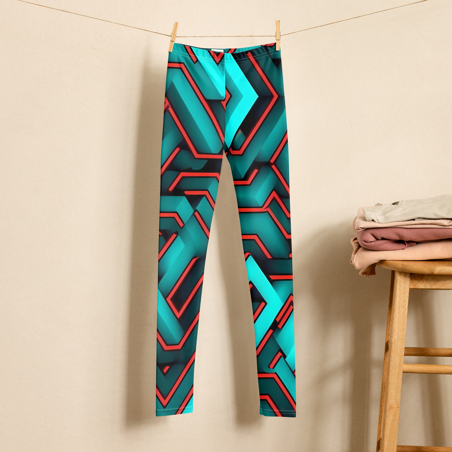 3D Maze Illusion | 3D Patterns | All-Over Print Youth Leggings - #2