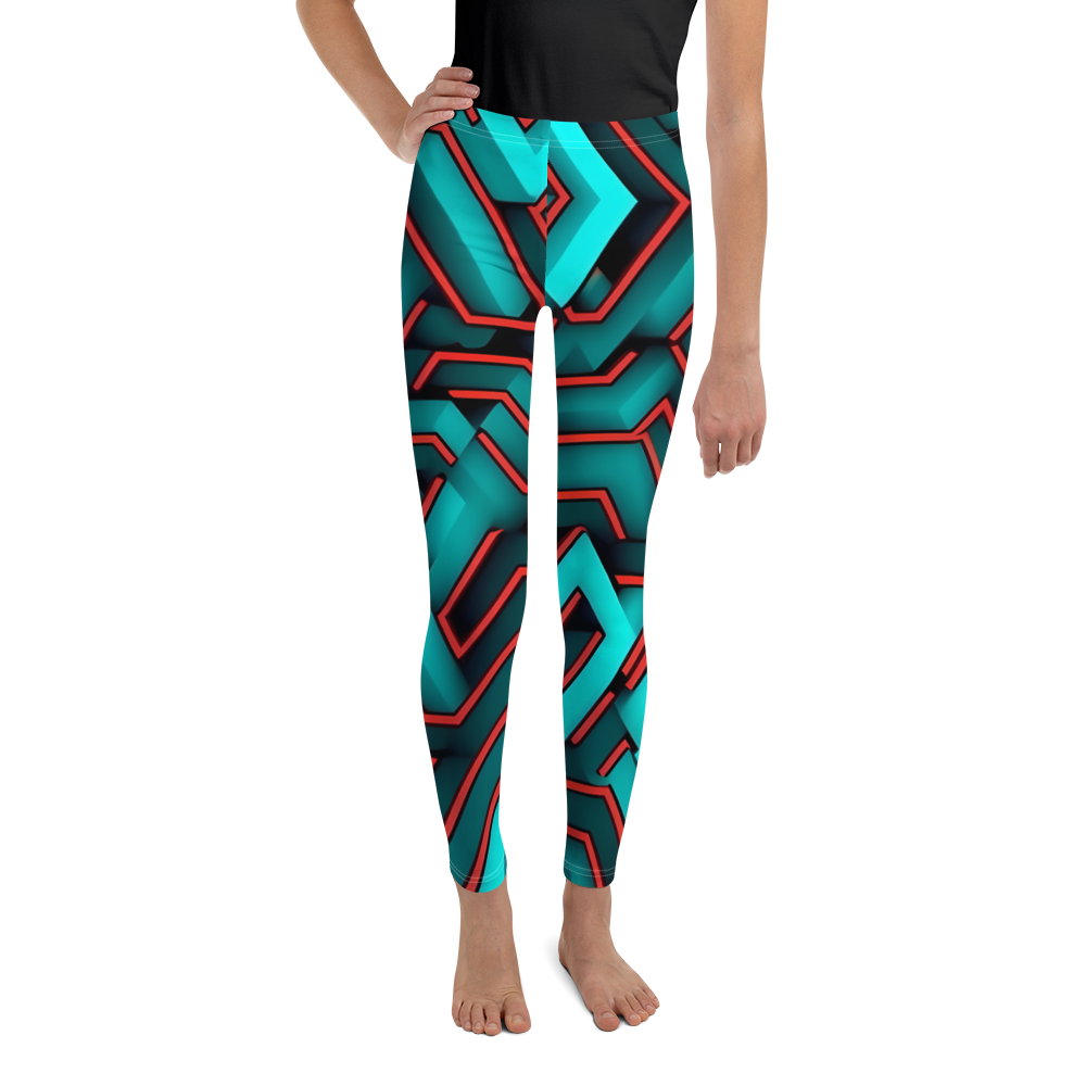 3D Maze Illusion | 3D Patterns | All-Over Print Youth Leggings - #2