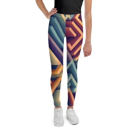 3D Maze Illusion | 3D Patterns | All-Over Print Youth Leggings - #3