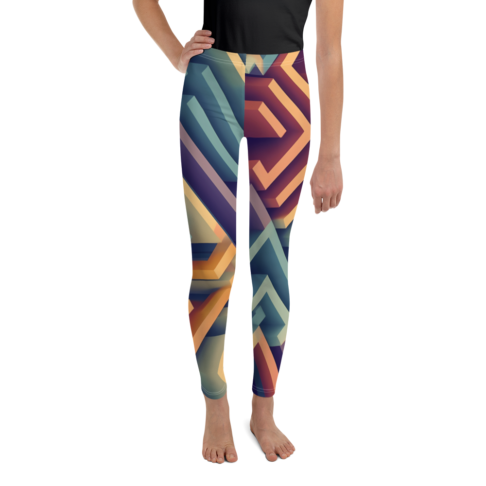 3D Maze Illusion | 3D Patterns | All-Over Print Youth Leggings - #3