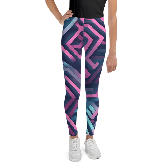 3D Maze Illusion | 3D Patterns | All-Over Print Youth Leggings - #4