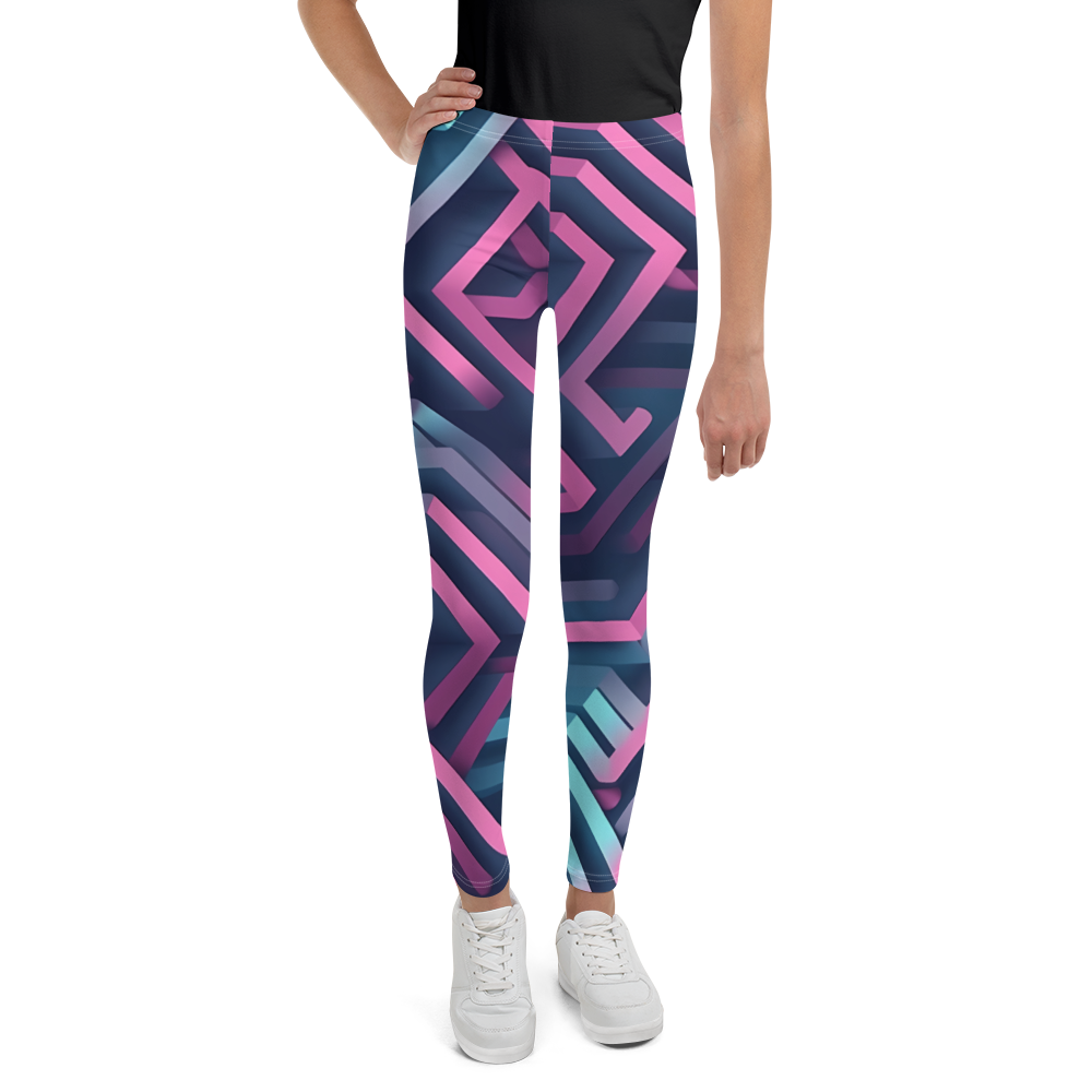 3D Maze Illusion | 3D Patterns | All-Over Print Youth Leggings - #4