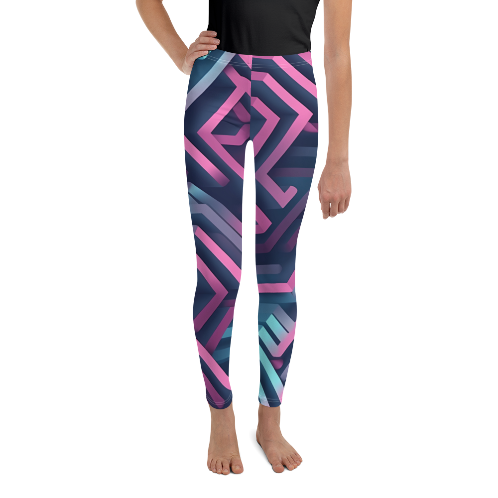 3D Maze Illusion | 3D Patterns | All-Over Print Youth Leggings - #4