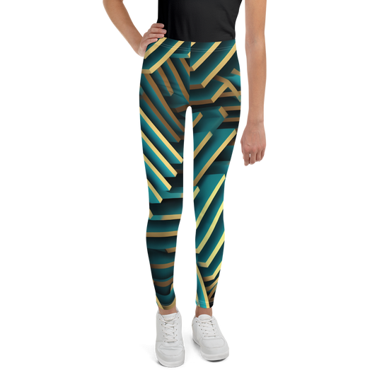 3D Maze Illusion | 3D Patterns | All-Over Print Youth Leggings - #5