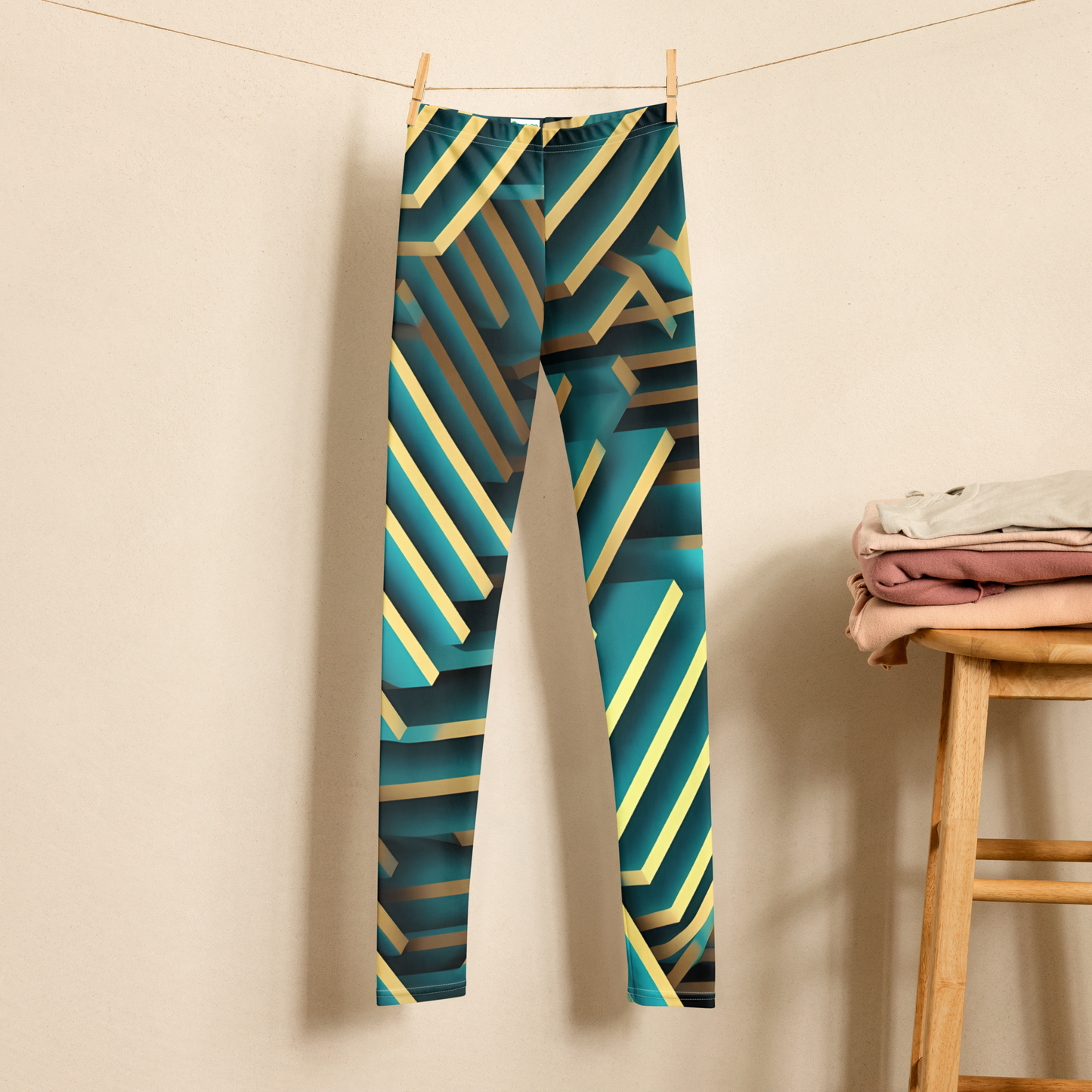 3D Maze Illusion | 3D Patterns | All-Over Print Youth Leggings - #5