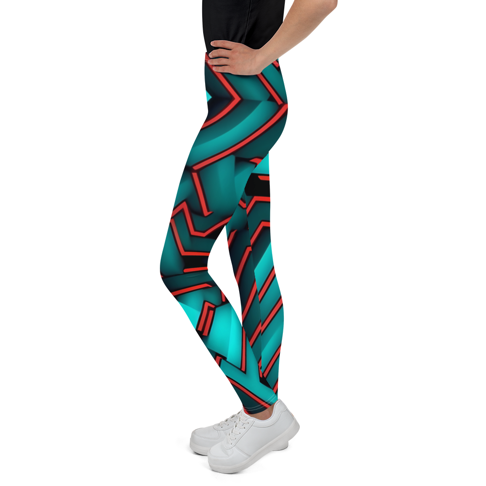 3D Maze Illusion | 3D Patterns | All-Over Print Youth Leggings - #2