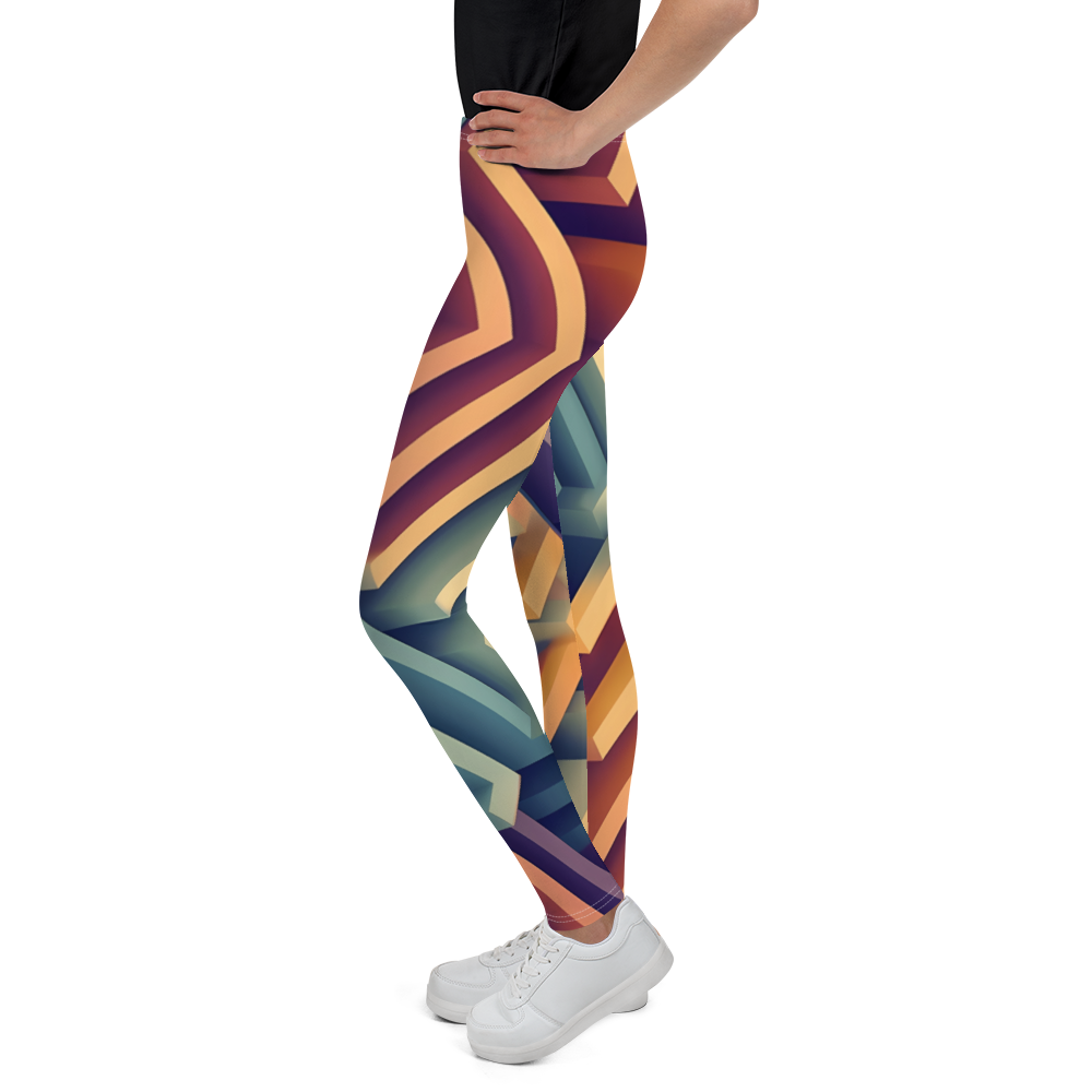 3D Maze Illusion | 3D Patterns | All-Over Print Youth Leggings - #3