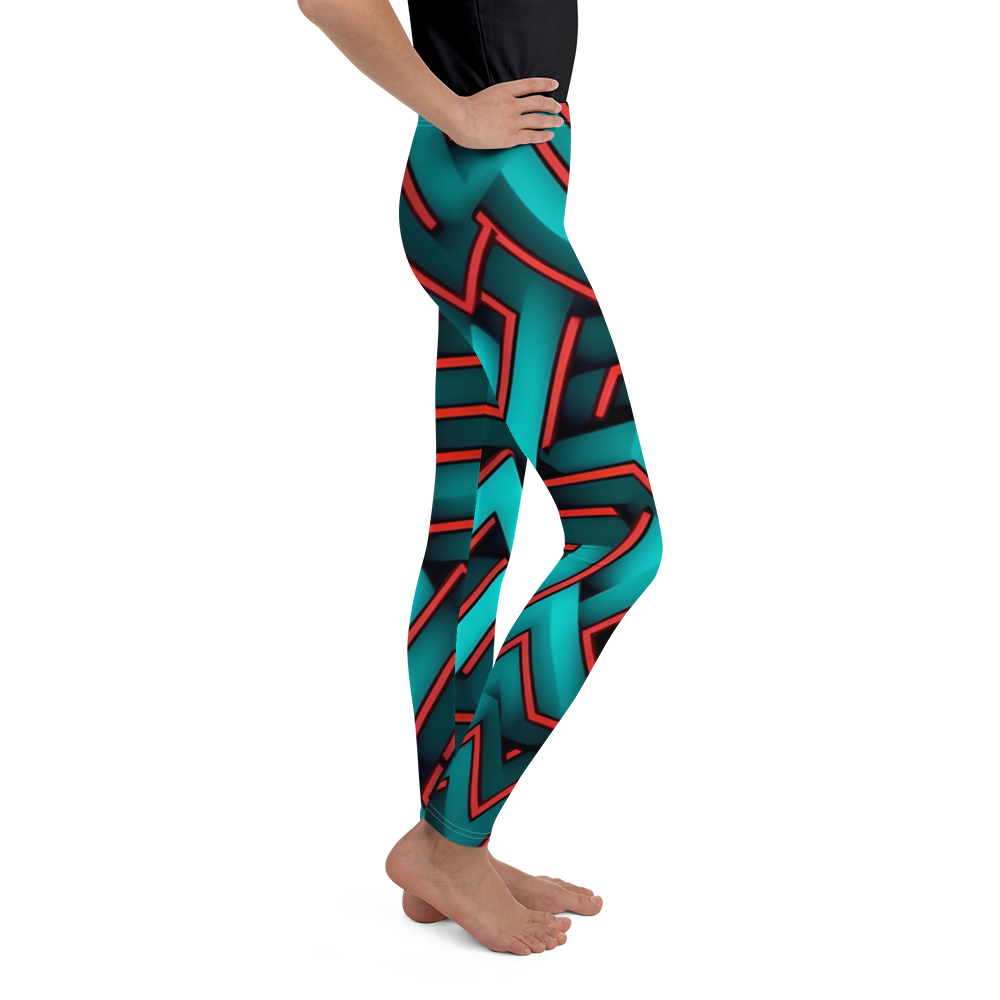 3D Maze Illusion | 3D Patterns | All-Over Print Youth Leggings - #2