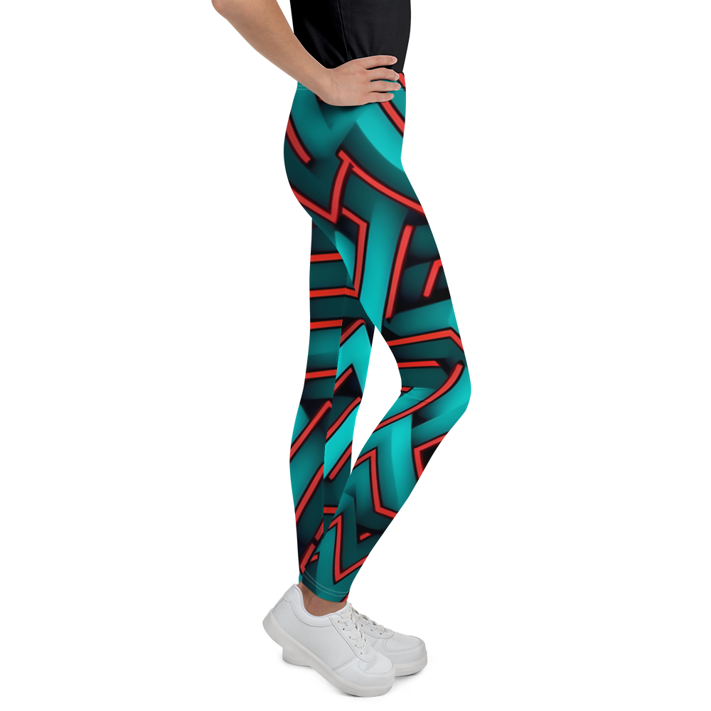 3D Maze Illusion | 3D Patterns | All-Over Print Youth Leggings - #2