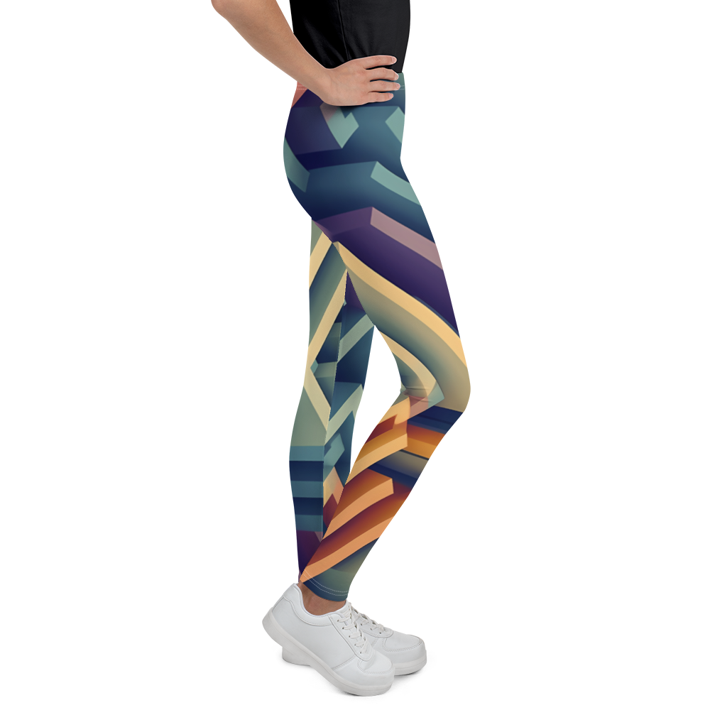 3D Maze Illusion | 3D Patterns | All-Over Print Youth Leggings - #3