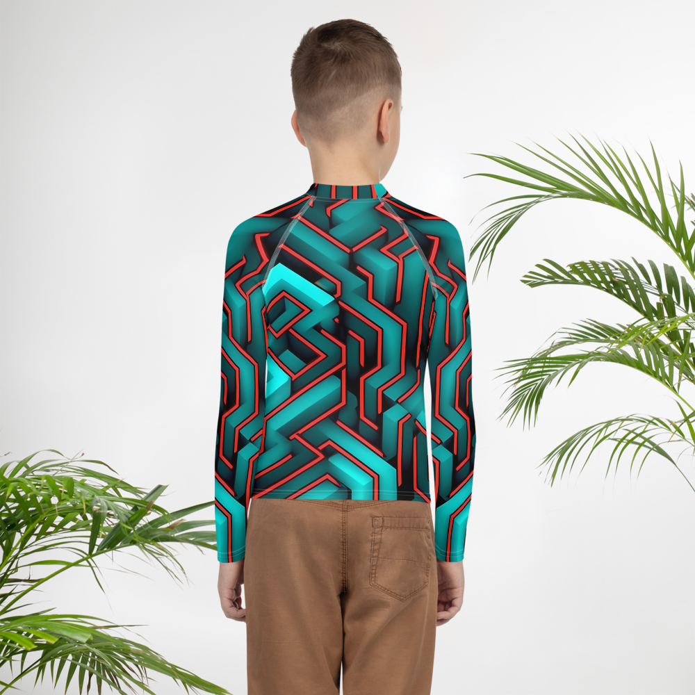 3D Maze Illusion | 3D Patterns | All-Over Print Youth Rash Guard - #2