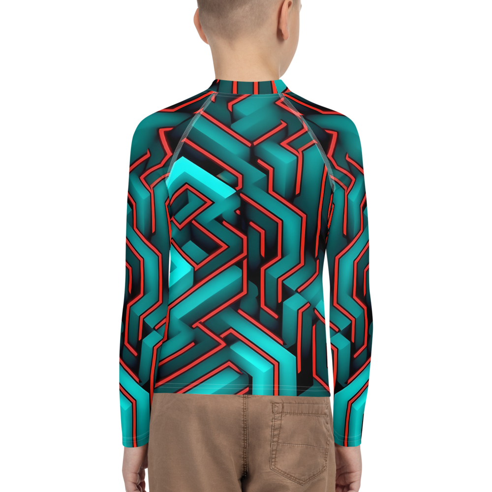 3D Maze Illusion | 3D Patterns | All-Over Print Youth Rash Guard - #2