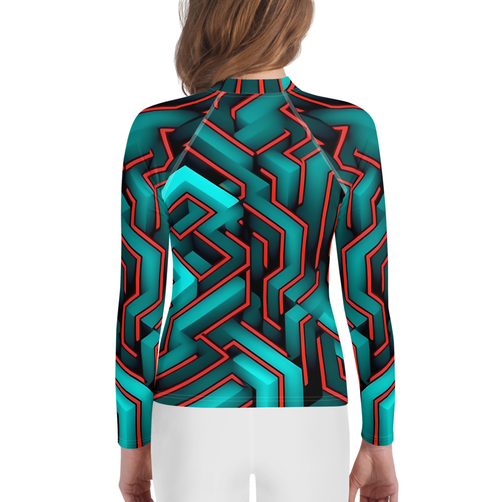 3D Maze Illusion | 3D Patterns | All-Over Print Youth Rash Guard - #2