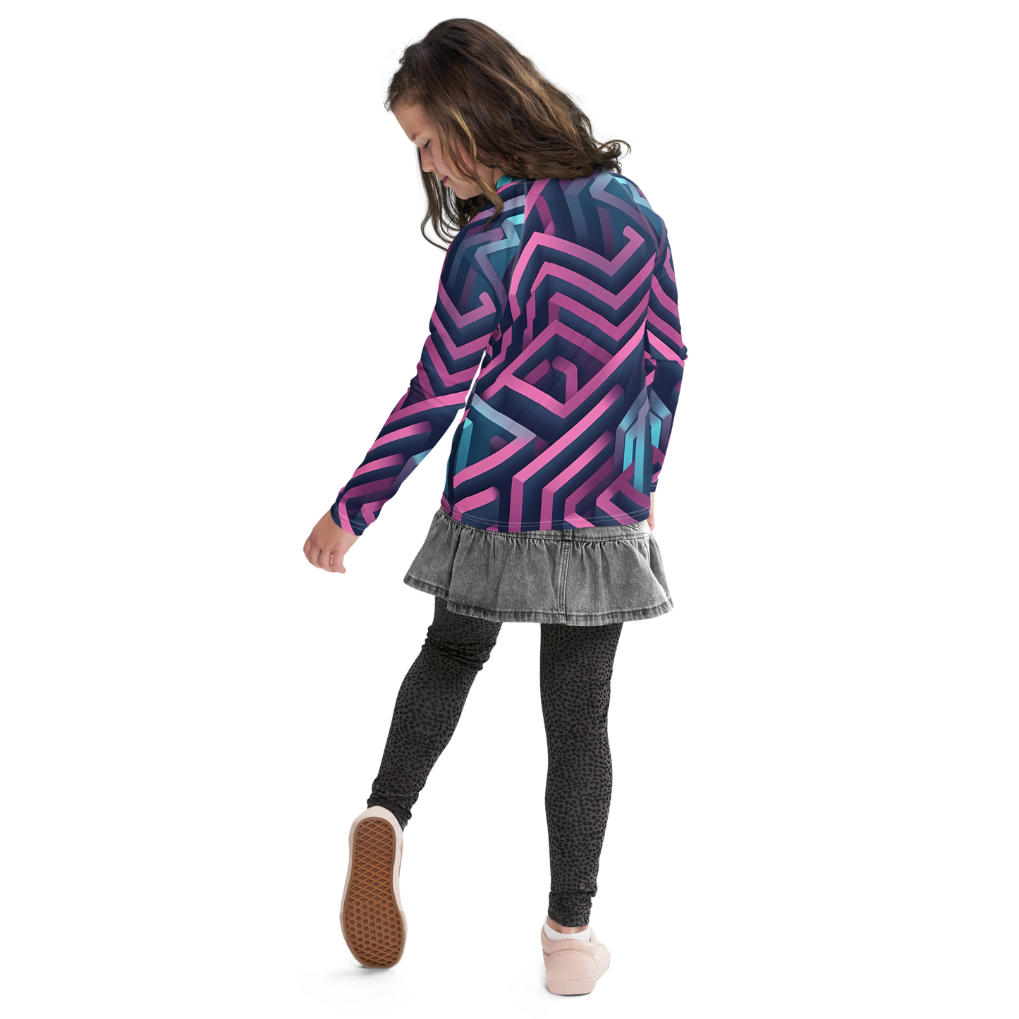 3D Maze Illusion | 3D Patterns | All-Over Print Youth Rash Guard - #4