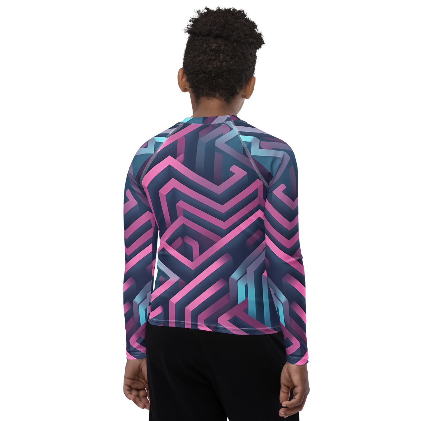 3D Maze Illusion | 3D Patterns | All-Over Print Youth Rash Guard - #4