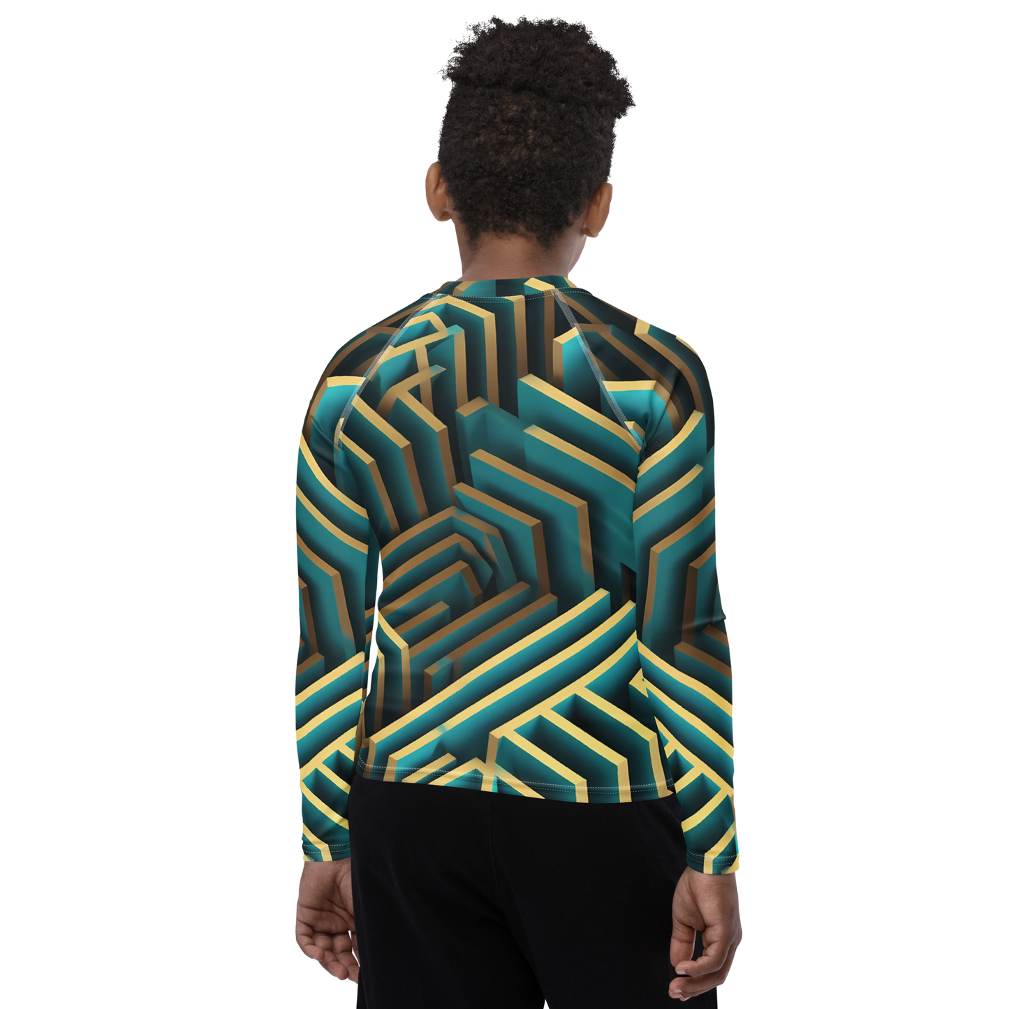 3D Maze Illusion | 3D Patterns | All-Over Print Youth Rash Guard - #5