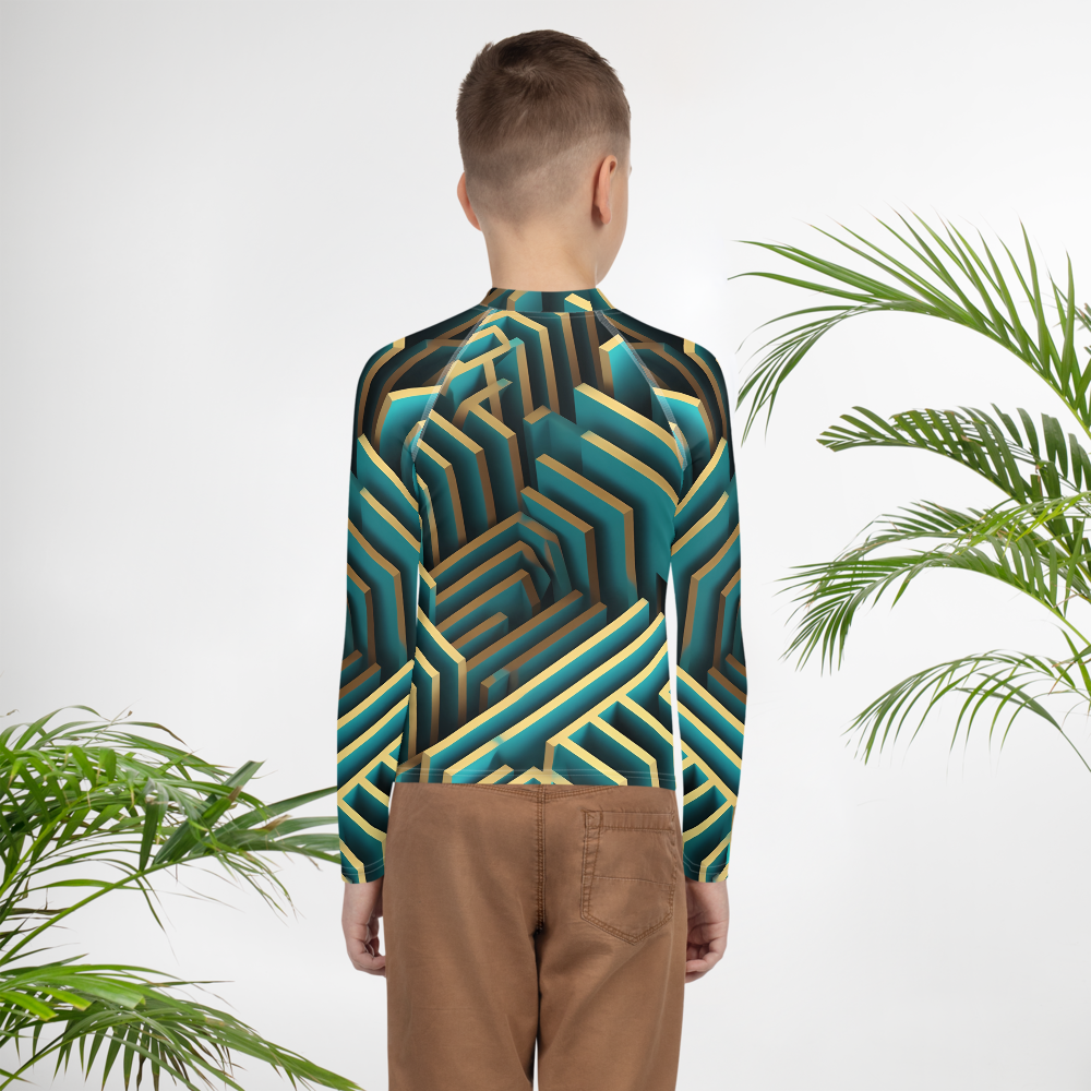 3D Maze Illusion | 3D Patterns | All-Over Print Youth Rash Guard - #5