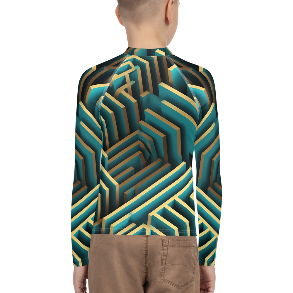 3D Maze Illusion | 3D Patterns | All-Over Print Youth Rash Guard - #5