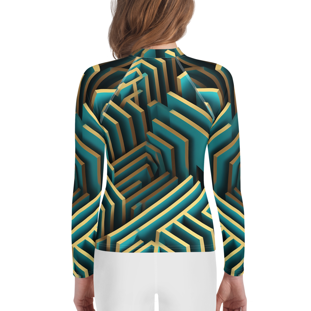 3D Maze Illusion | 3D Patterns | All-Over Print Youth Rash Guard - #5