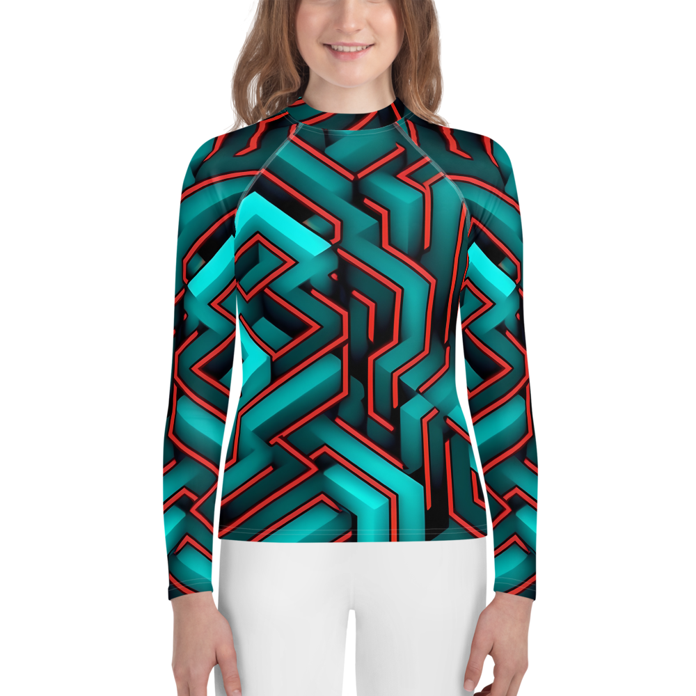 3D Maze Illusion | 3D Patterns | All-Over Print Youth Rash Guard - #2