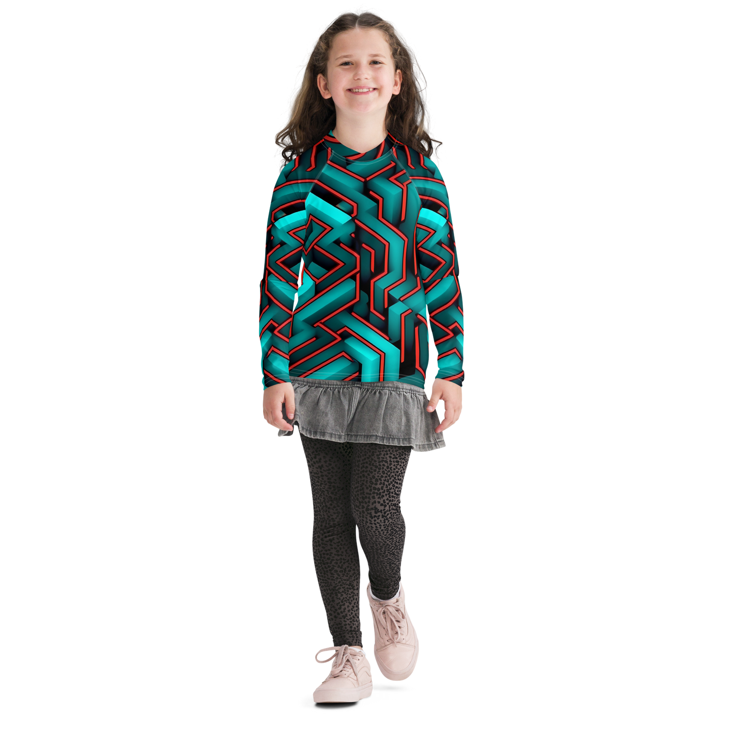 3D Maze Illusion | 3D Patterns | All-Over Print Youth Rash Guard - #2