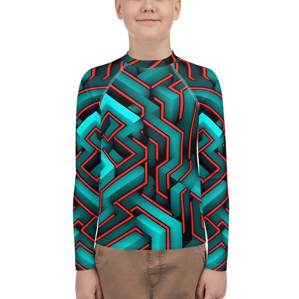 3D Maze Illusion | 3D Patterns | All-Over Print Youth Rash Guard - #2