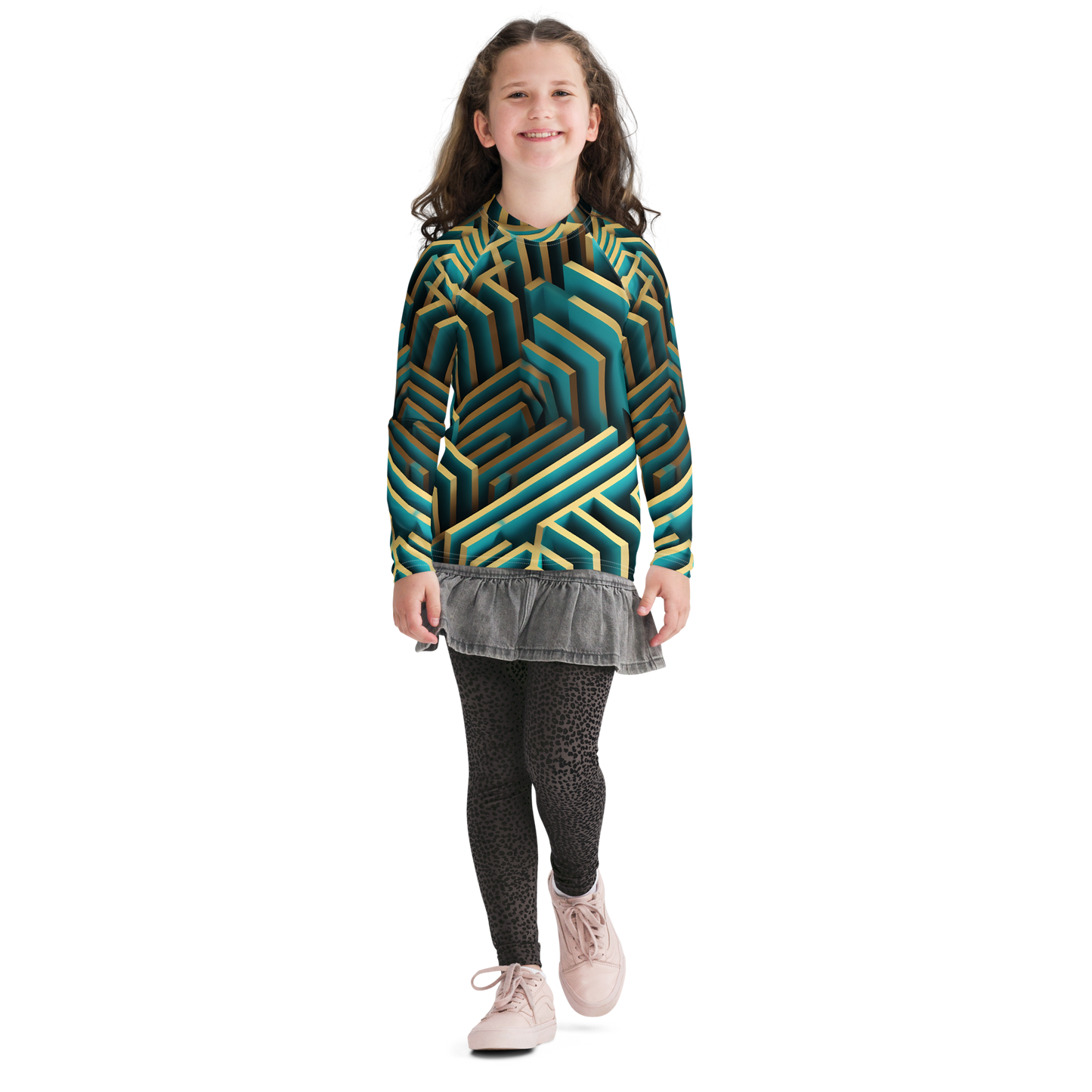 3D Maze Illusion | 3D Patterns | All-Over Print Youth Rash Guard - #5