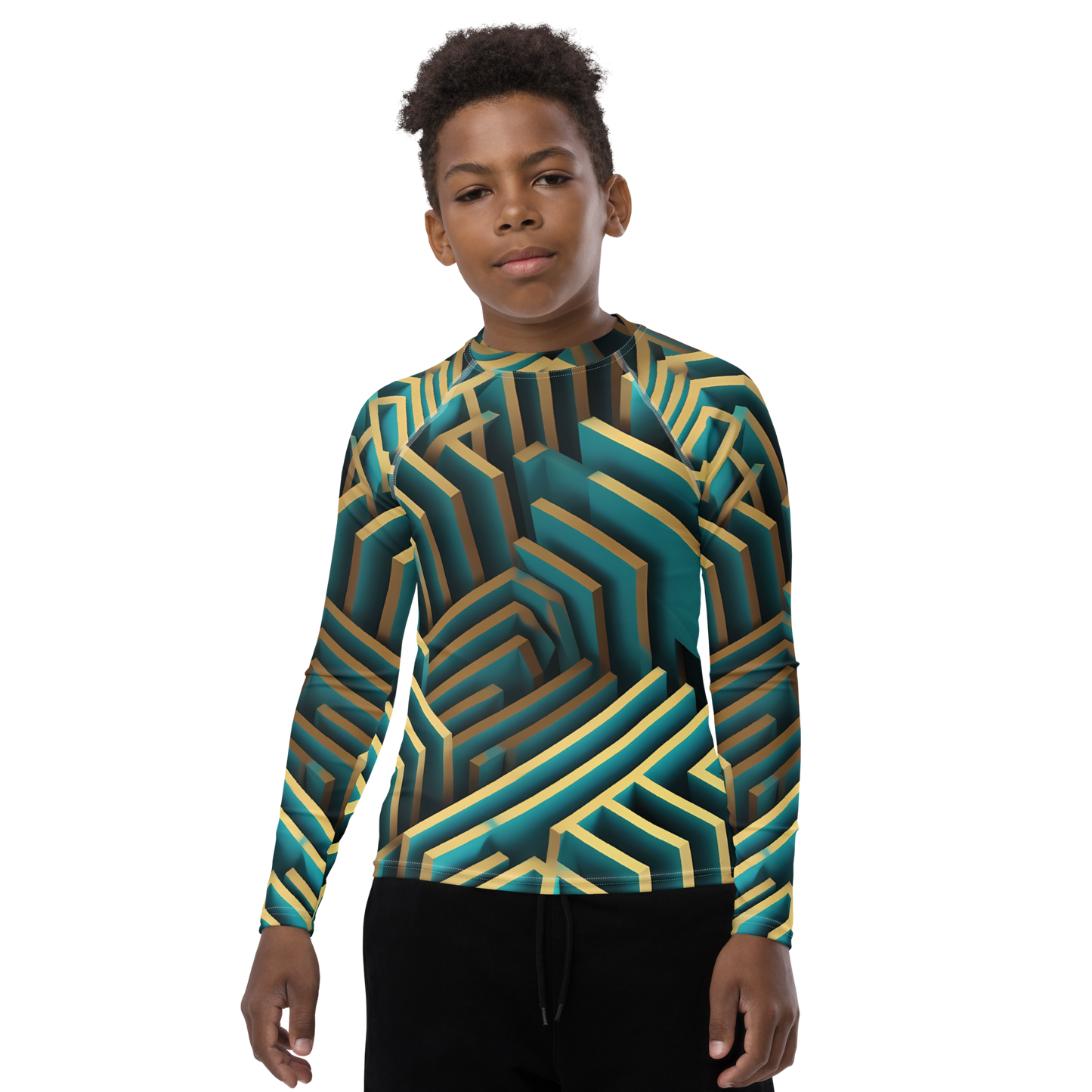 3D Maze Illusion | 3D Patterns | All-Over Print Youth Rash Guard - #5