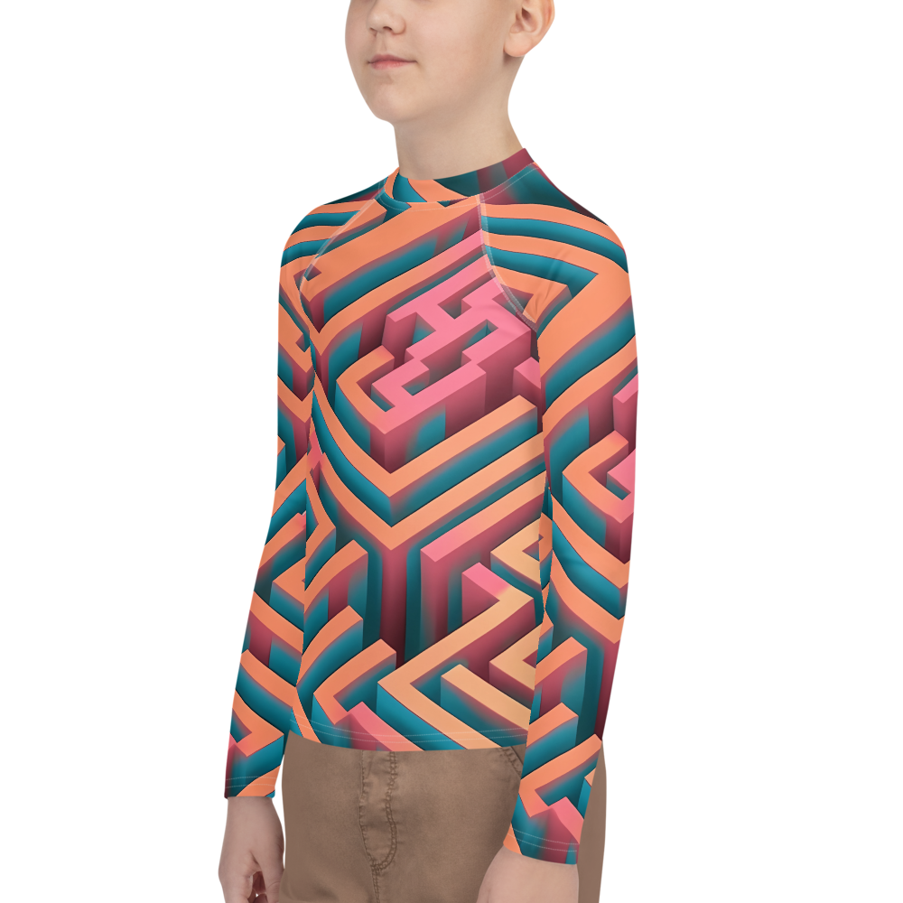 3D Maze Illusion | 3D Patterns | All-Over Print Youth Rash Guard - #1