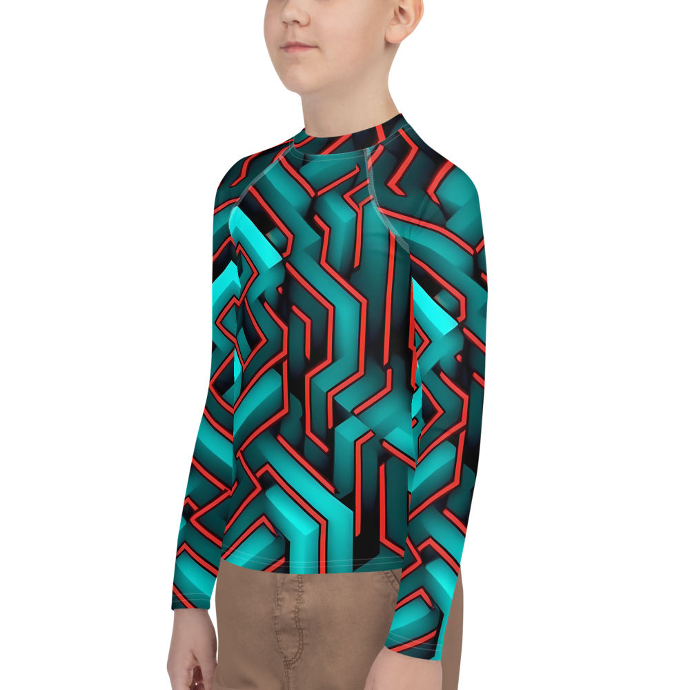 3D Maze Illusion | 3D Patterns | All-Over Print Youth Rash Guard - #2