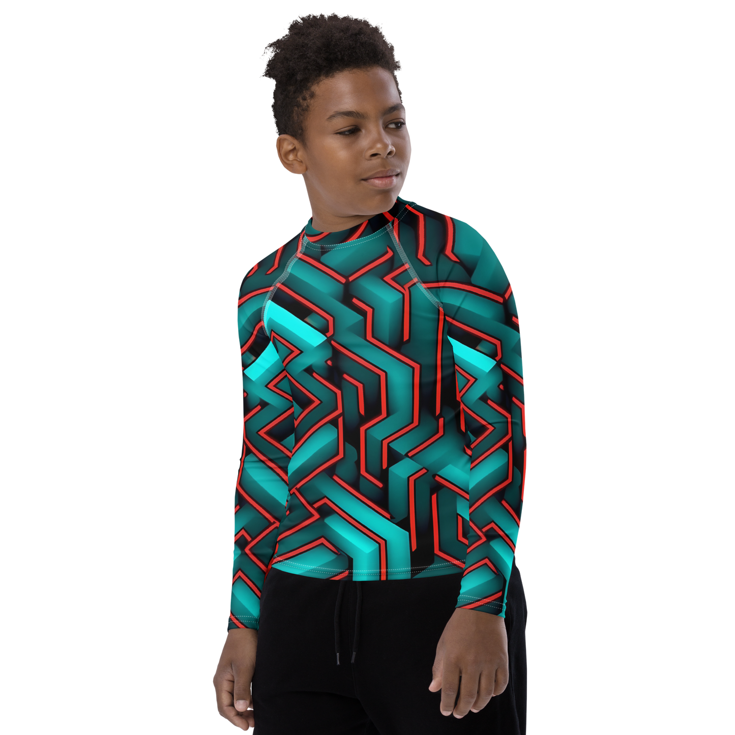 3D Maze Illusion | 3D Patterns | All-Over Print Youth Rash Guard - #2