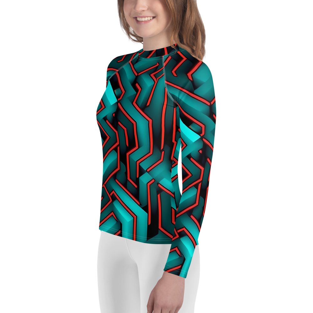 3D Maze Illusion | 3D Patterns | All-Over Print Youth Rash Guard - #2