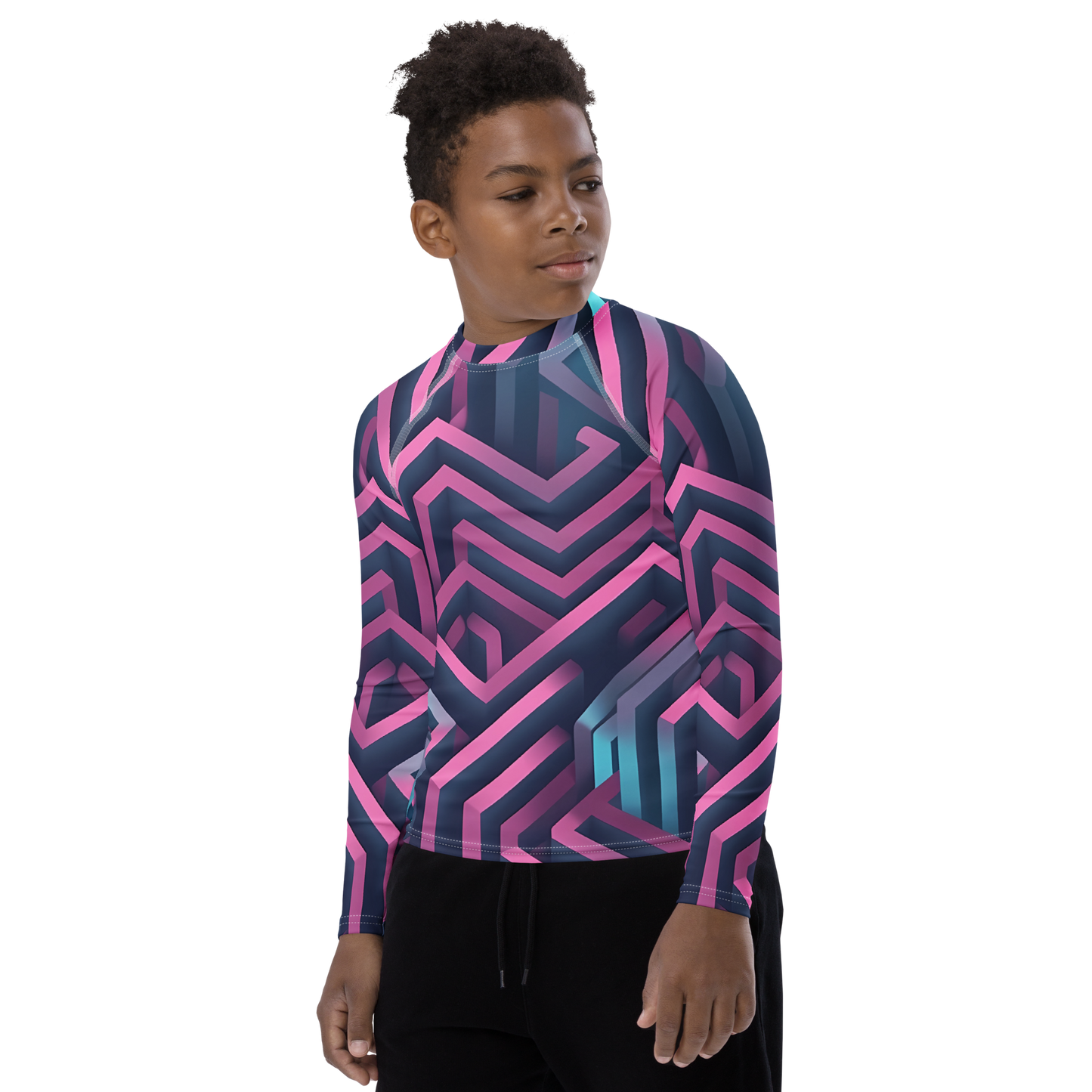 3D Maze Illusion | 3D Patterns | All-Over Print Youth Rash Guard - #4