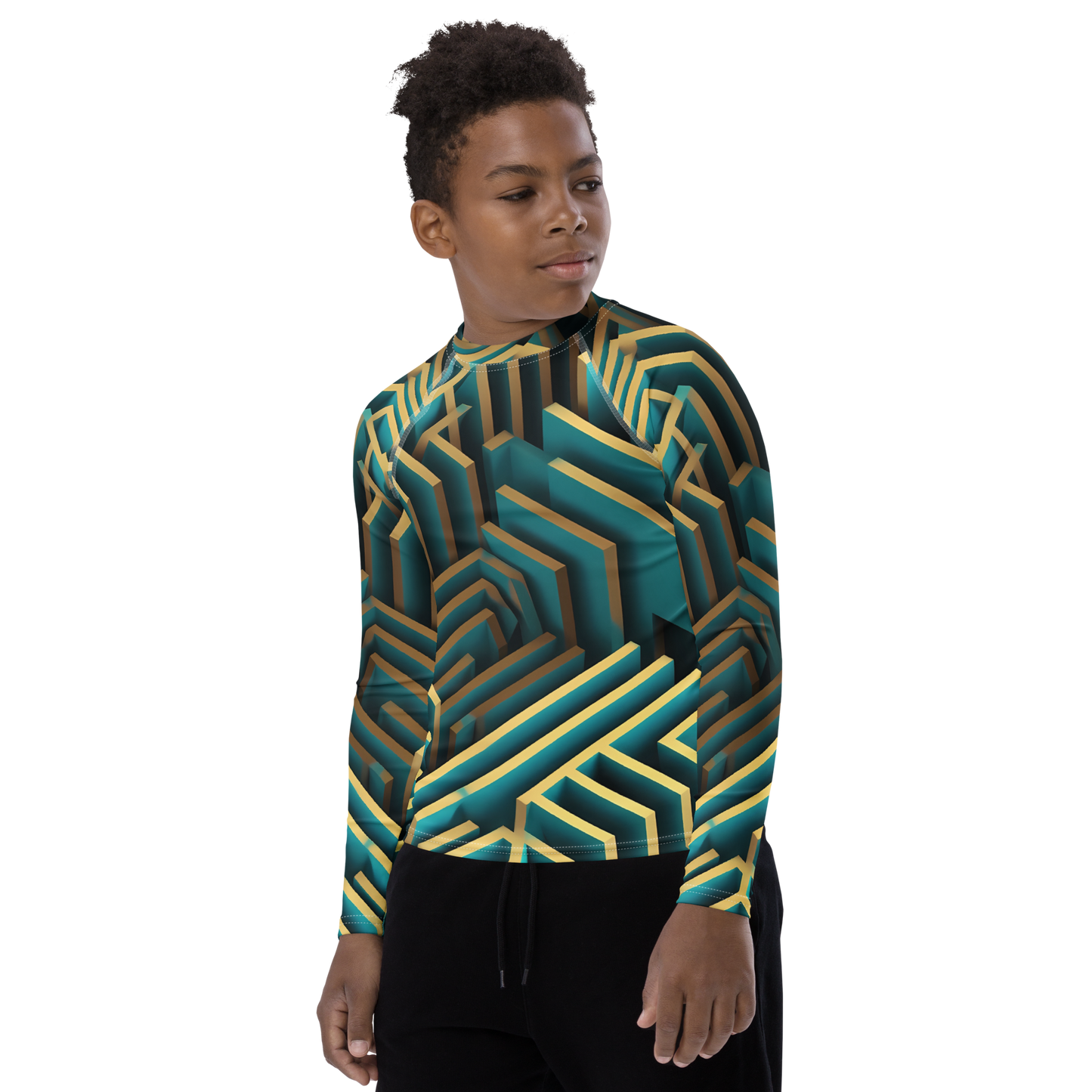 3D Maze Illusion | 3D Patterns | All-Over Print Youth Rash Guard - #5