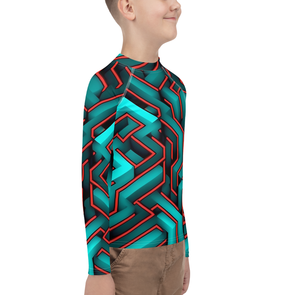 3D Maze Illusion | 3D Patterns | All-Over Print Youth Rash Guard - #2