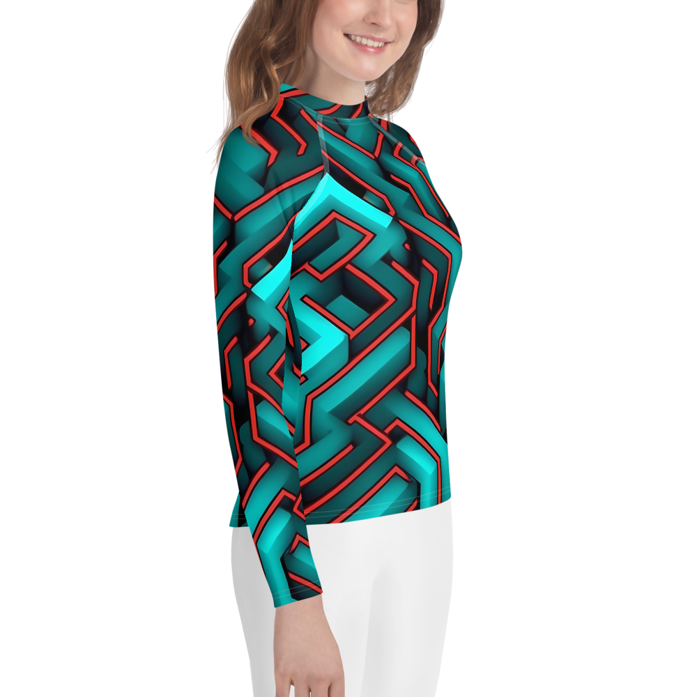 3D Maze Illusion | 3D Patterns | All-Over Print Youth Rash Guard - #2