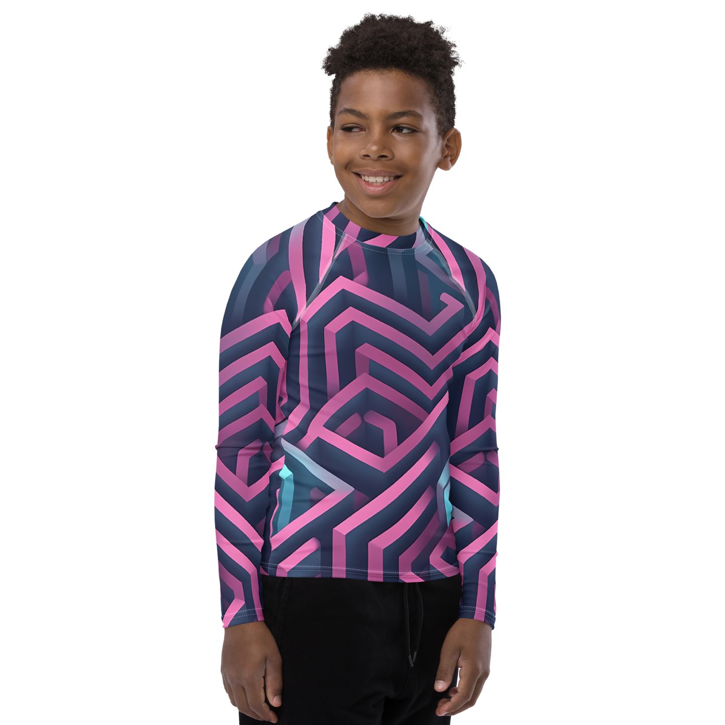 3D Maze Illusion | 3D Patterns | All-Over Print Youth Rash Guard - #4