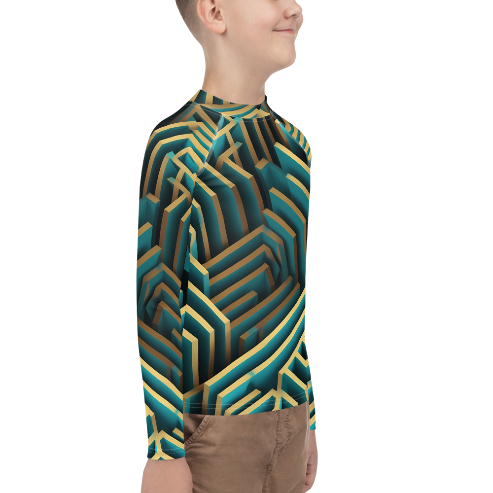 3D Maze Illusion | 3D Patterns | All-Over Print Youth Rash Guard - #5