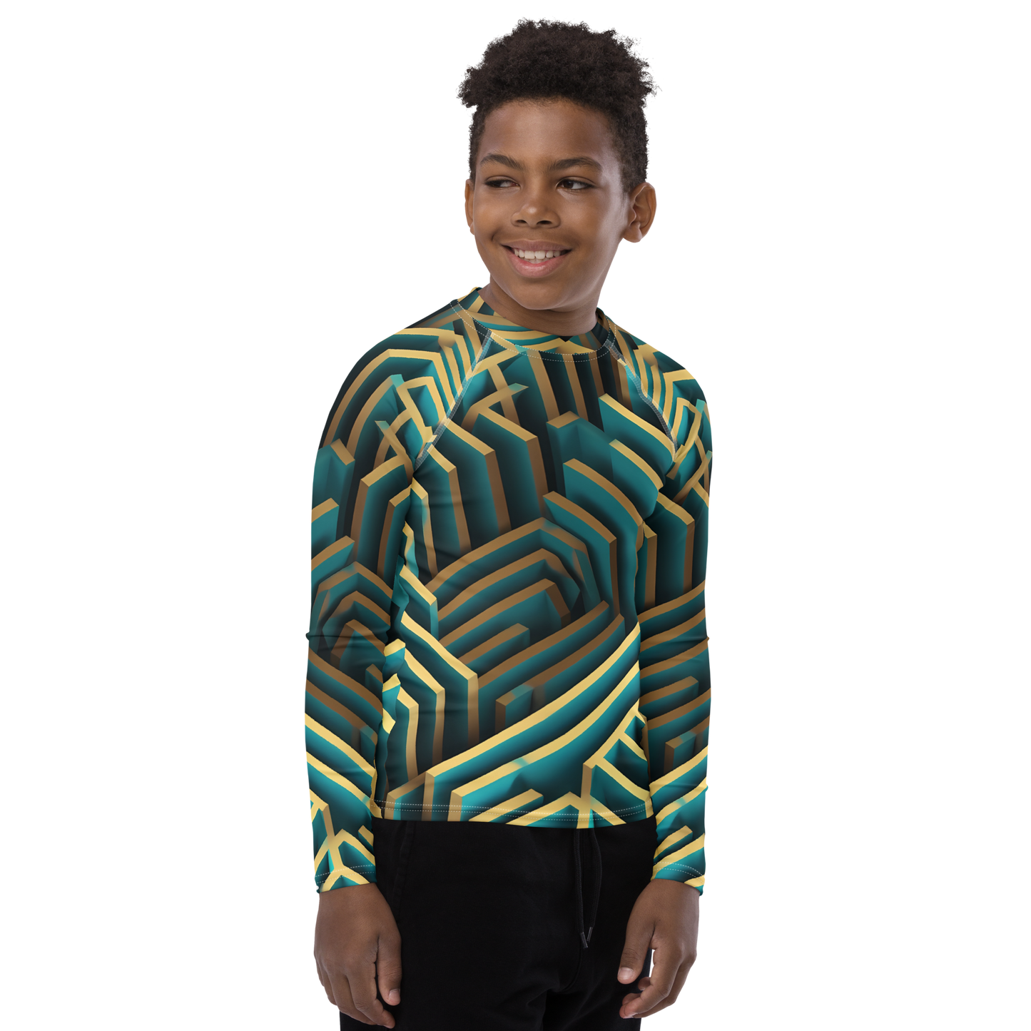 3D Maze Illusion | 3D Patterns | All-Over Print Youth Rash Guard - #5