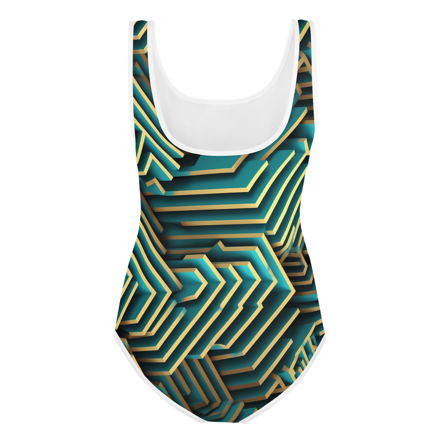 3D Maze Illusion | 3D Patterns | All-Over Print Youth Swimsuit - #5