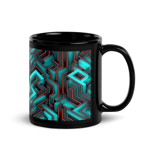 3D Maze Illusion | 3D Patterns | Black Glossy Mug - #2