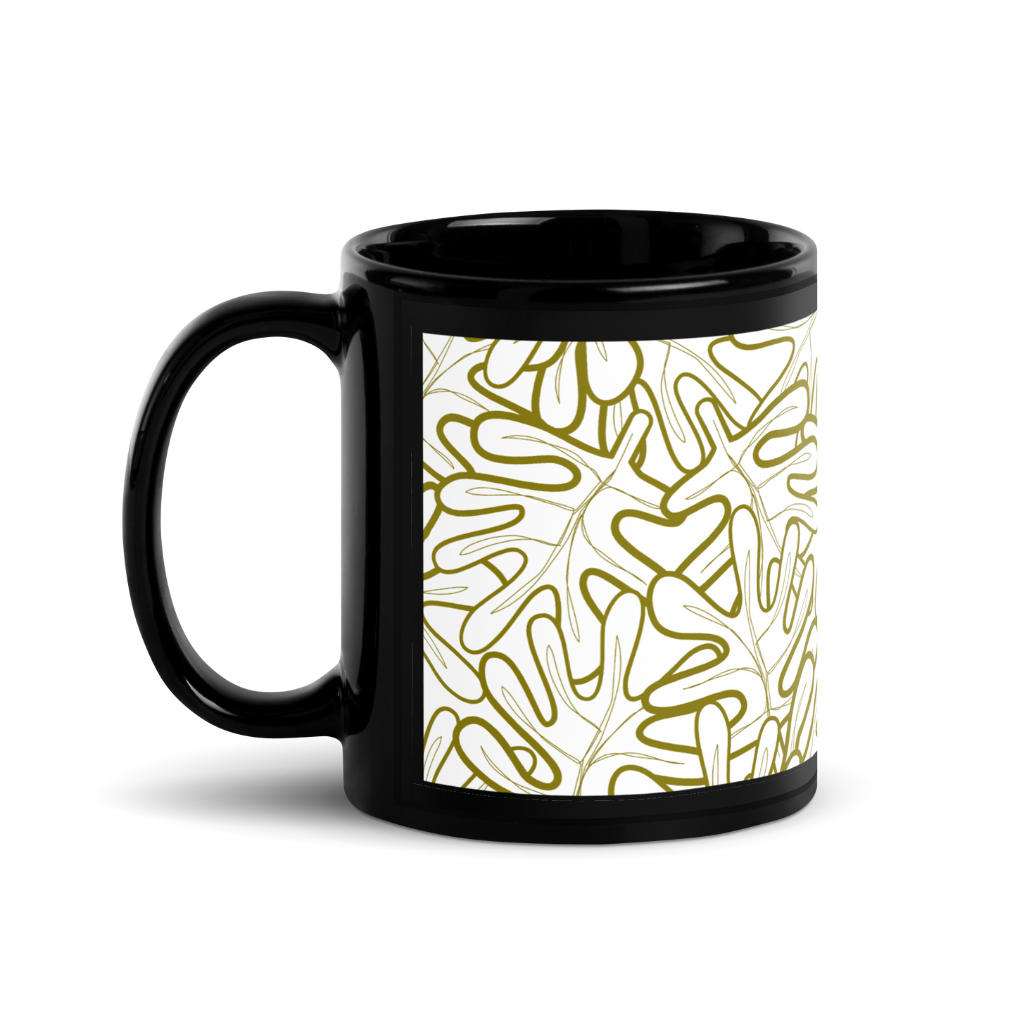 Colorful Fall Leaves | Seamless Patterns | Black Glossy Mug - #2