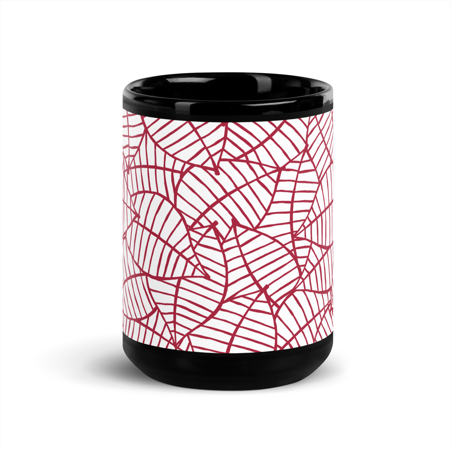 Colorful Fall Leaves | Seamless Patterns | Black Glossy Mug - #8