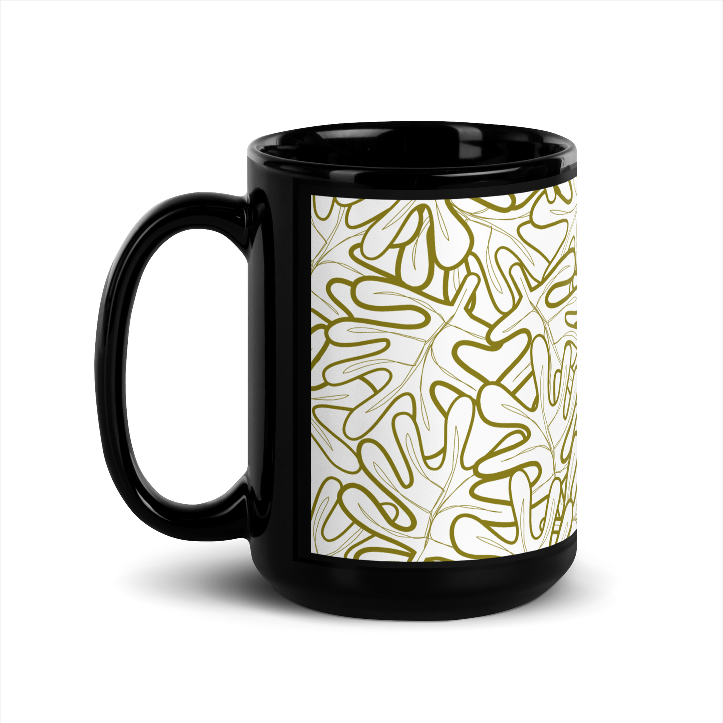 Colorful Fall Leaves | Seamless Patterns | Black Glossy Mug - #2