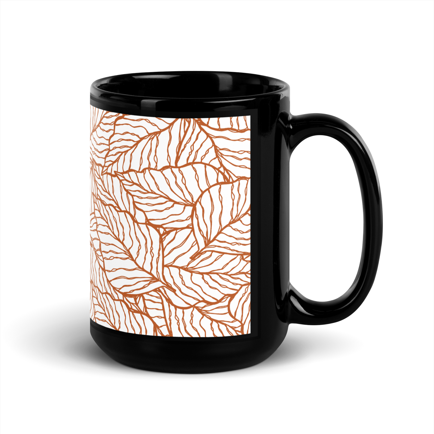 Colorful Fall Leaves | Seamless Patterns | Black Glossy Mug - #1