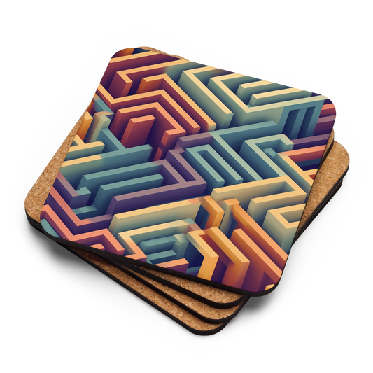 3D Maze Illusion | 3D Patterns | Cork-Back Coaster - #3