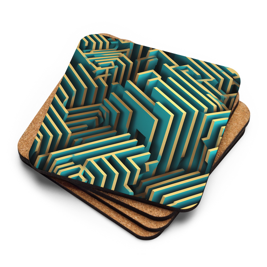 3D Maze Illusion | 3D Patterns | Cork-Back Coaster - #5