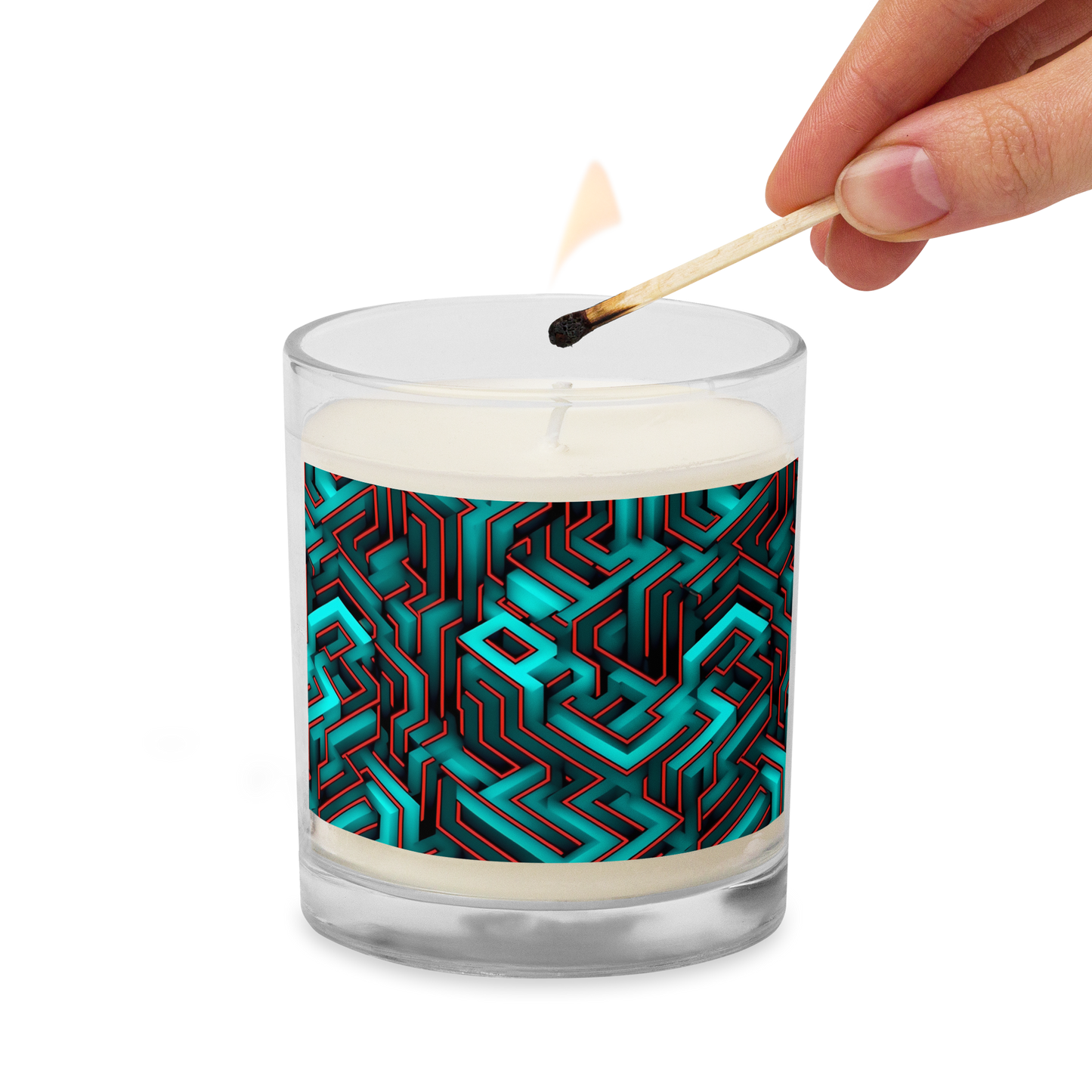 3D Maze Illusion | 3D Patterns | Glass Jar Soy Wax Candle - #2
