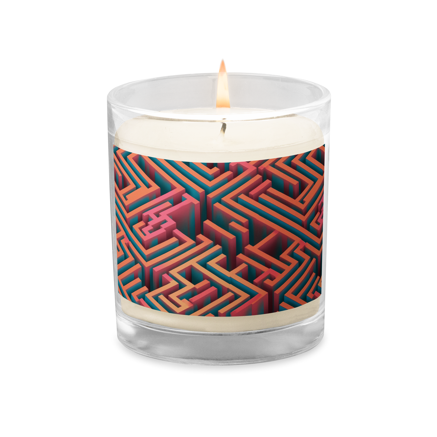 3D Maze Illusion | 3D Patterns | Glass Jar Soy Wax Candle - #1